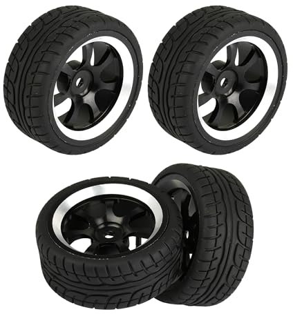BQLZR RC 1:10 Schwarz Aluminium Felgen mit Gummireifen 2,56 x 1,02 Zoll 4 Stück