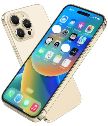 FufoneUS Mostrar juguete falso teléfono móvil modelo metálico no funciona réplica 1:1 teléfono para teléfono 14 Pro Max juguete falso teléfono (piel 14 pantalla de color oro Promax)