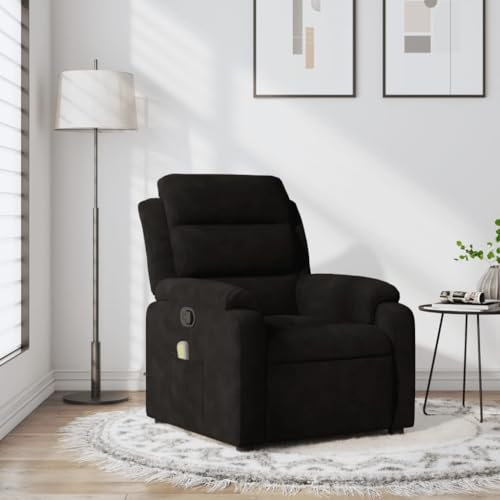 Homgoday Massagesessel Fernsehsessel Ruhesessel Relaxsessel mit Liegefunktion Liegesessel TV Sessel Verstellbare Rückenlehne, für Wohnzimmer Schwarz Samt