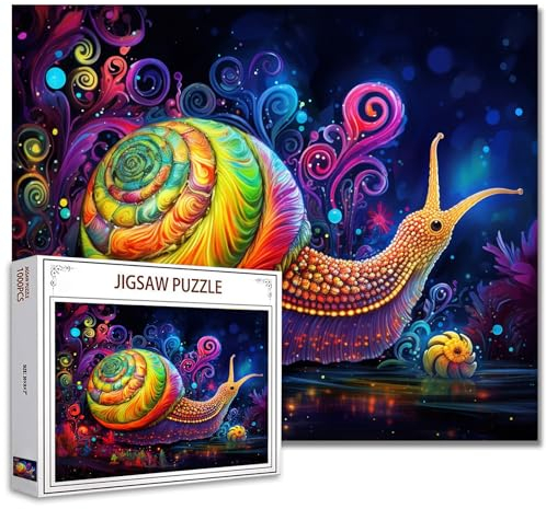 Tucocoo 1000 Teile Puzzles für Erwachsene Gelbe Schnecke Malerei Jigsaw Puzzle Abstrakte Blumenkunst 1000 Teile Puzzles für herausfordernde Familienaktivitätsspiel Niedliches Tier DIY Puzzle