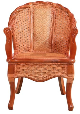 ZENY896V Rattanstuhl Entspannender Rattanstuhl for den Balkon und den Innenbereich, Terrassenstühle mit Rückenlehne und Armlehnen, Esszimmerstuhl aus natürlichem Rattan Korbstuhl