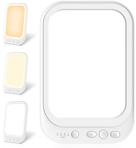 GOMETY Lampada da terapia con luce da 10.000 lux con 4 timer, 3 temperature di colore, lampada LED che imita la luce diurna, supporto pieghevole.