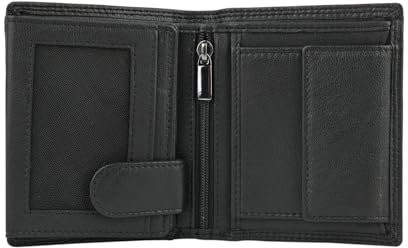 Police Portefeuille homme en cuir véritable, vertical, petit, deux fenêtres, poche avec fermeture éclair, porte-monnaie, boîte cadeau