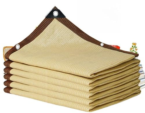 Filet Ombrage Serre Tunnel Voiles d'ombrage pour Patio Toile Ombrage Extérieur 4x4 Permeable L'air Peut circuler vers et vers Le Bas - sans perçage,beige-6x6m