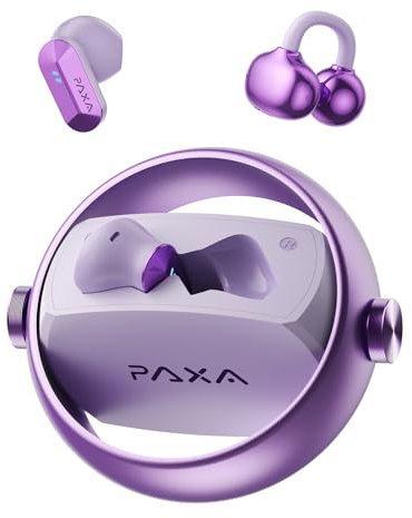 Ctbuds Auriculares Inalámbricos Abiertos Tipo Clip 2 en 1, Bluetooth 6.0 con Cero Retraso, 140 Horas de Reproducción, Automático L/R, Reducción Híbrida de Ruido para Trabajo/Deporte/Uso Diario, Morado