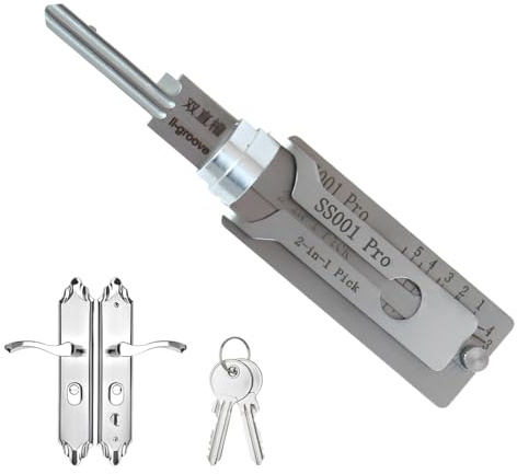 PRAOFRT Llave universal para cerraduras Kit de decodificación para llaves maestras de acero inoxidable, herramienta 2 en 1, para abrir fácilmente puertas, varias formas, SS002 PRO