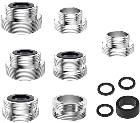 7 Pcs Faucet Adapter Kit with Black Washers, Universal Tap Adapter Kit | Universal Kitchen Tap Adapter & Tap Extender, Leak-Proof Tap Adapter for Garden Hose/Sprayer/Water Filter