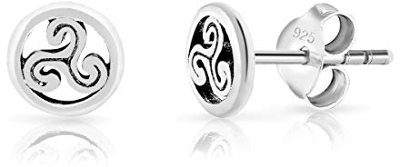 DTPsilver® Petits Clous/Puces d'Oreilles en Argent Fin 925 - Noeud Celtique Triskel - Diamètre: 6 mm