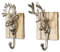 2er Set Wandhaken Hirsch H x B: 23x12cm Edel-Holz Metall Garderobe Deko Wanddeko Kleiderhaken