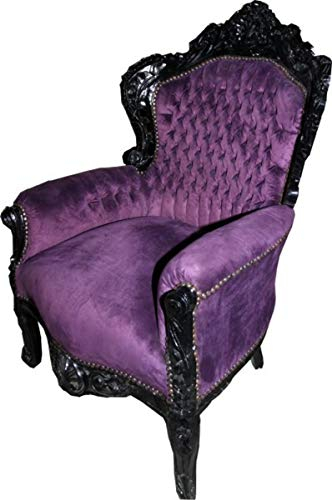 Casa Padrino Barock Sessel King Lila/Schwarz 85 x 85 x H. 120 cm - Antik Stil