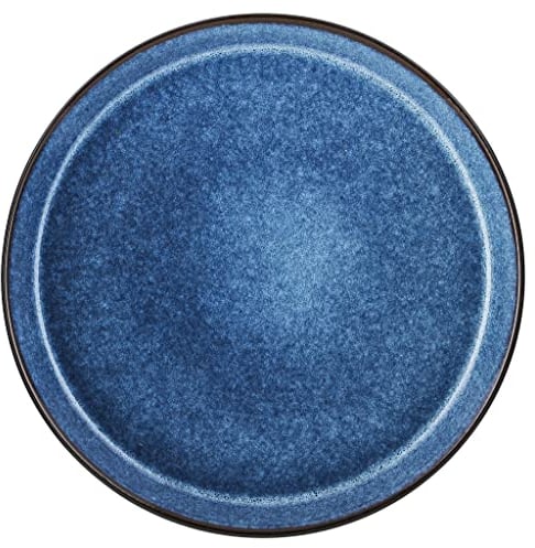 BITZ Teller, Speiseteller, Essteller aus Steinzeug, 27 cm im Durchmesser, schwarz/dunkelblau
