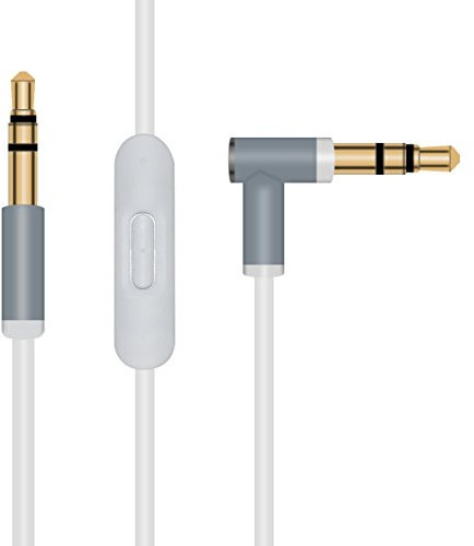 Replacement Audio Cable Cord Wire with In-line Mic and Remote Control Compatible with Beats Solo/Studio/Pro/Detox/Wireless/Mixr/Executive/Pill (White)