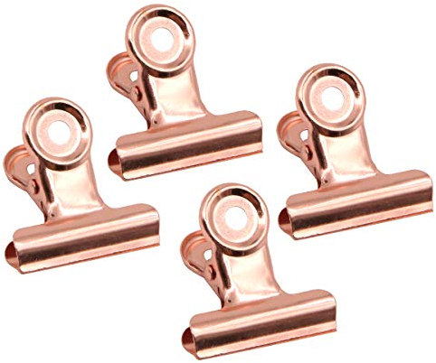 31mm Rose Gold Bulldog Clips,Metal Paper Clamp Set 15 Pieces for Cork Board and Photo Wall