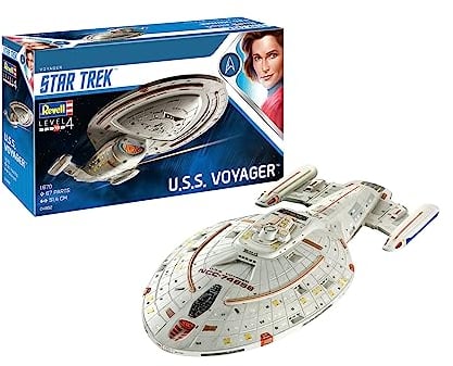 Revell 04992 USS Star Trek: Voyager originalgetreuer Modellbausatz für Fortgeschrittene, 1:670/51,4 cm, 1/670