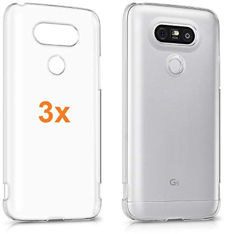 REY Pack 3X Cover in Gel TPU Trasparente per LG G5 H830, Ultra Sottile 0,33 mm, Morbido Flessibile, Custodia Silicone