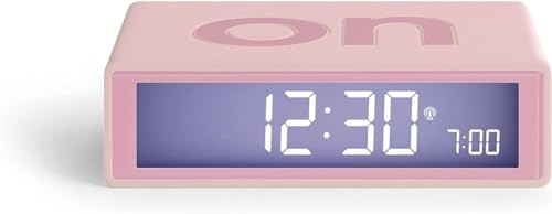 Lexon Flip+ réveil Matin Lumineux, réversible avec Faces on Off et Fonction Snooze, à écran LCD et Lumière Tactile, Radio controllé, en Gomme - Rose