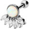 PIERCINGLINE Chirurgenstahl Ohrpiercing 6 KRISTALLE + SYNTH. OPAL Piercing Schmuck Ohr Stecker Helix Silberfarben