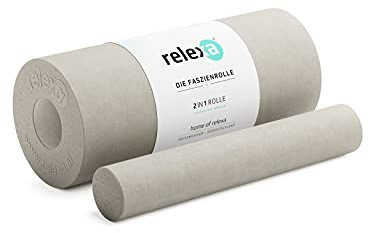 Relexa Faszienrolle 2in1 - Ideal Zur Massage Bei Rückenschmerzen & Als Ergänzung Zum Fitness-Training - Angenehmes Material & Recyclebar - Grau