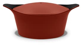 Cookut, L'incroyable cocotte rouge brique 4,5l avec poignée en céramique citrouille rouge et manique rouge - 24cm