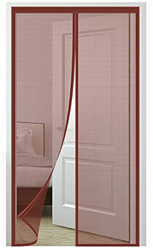 Zanzariera Magnetica per Porte Chiusura Automatica，115x240cm/WxH(45.27x94.48in) Anti Insetti Tenda di Zanzariera Porta，Facile Montaggio Adesivo Senza Forare， Marrone