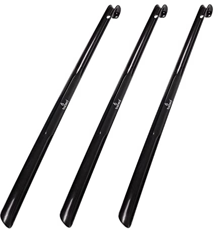 biped Lot de 3 chausse-pieds - chausse-pied plastique extra long 65 cm avec crochet z1557(noir)