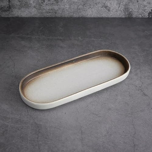 LINPM Assiette à Sushi, Vaisselle Japonaise, Assiette Ovale rectangulaire, Assiette Quotidienne en céramique, Vaisselle ménagère, Assiette à Poisson et Assiette Plate