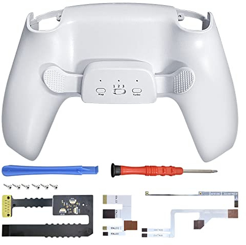 Mytrix - Kit de reasignación blanco para mando de PS5 BDM 010 y BDM 020, placa de actualización, carcasa trasera rediseñada y botones traseros para controlador de PS5, controlador no incluido