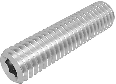 SECCARO Perni filettati con taglio ad anello, M5 x 20 mm, in acciaio inox V2A VA A2, DIN 916/ISO 4029, esagonali, 20 pezzi