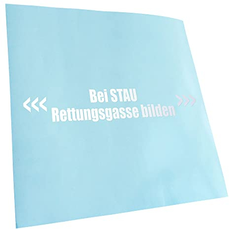 Kiwistar - Autoaufkleber - Mattweiss - 20x4cm Bei Stau Rettungsgasse bilden - Heckscheibe Auto Aufkleber wetterfest für Kfz LKW Mofa Truck - Sticker außen selbstklebend Tuning Zubehör für Fenster