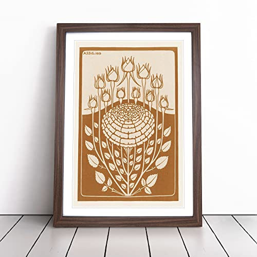 Rose Bush Vol.2 By Julie De Graag Framed Wall Art Picture Print - Canvas Painting - Modern Home Décor Poster - Ready to Hang for Living Room Bedroom Kitchen - Walnut A4 (27 x 36 cm)