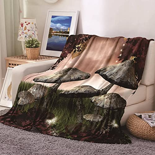 Warm Blanket for Winter, Fleecedecke Outdoor Flanell Mehrere Farben Kuscheldecke Pilzmuster 130x150CM Weich Wohndecke Sofa Bett Geschenk