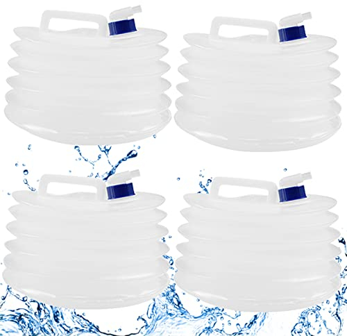 4X Bidones de Agua Plegables de 10L, Bidones Redondos con Grifo Bidones para Beber al Aire Libre Bidones de Agua Contenedores de Agua Bidones Plegables para Agua Potable