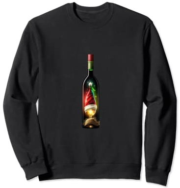 Wine Christmas Wine Bottle Santa Hat Xmas Drinking Party Sweatshirt