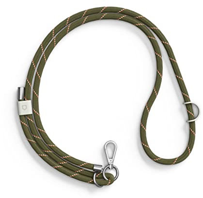 Cordon de téléphone tressé RHINOSHIELD|Cordon résistant et ajustable, boucle supplémentaire pour accrocher des accessoires - Couleurs tendances à partir de matériaux recyclés - Vert Militaire