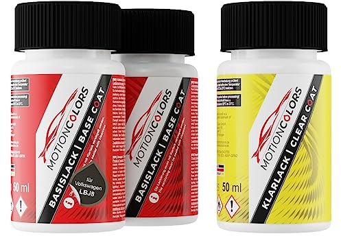 MOTIONCOLORS Galvano Grau Metallic LBJ8 / BJ8 für Volkswagen/VW Autolack Lackstift Set Grundlack Basislack Klarlack je 50ml