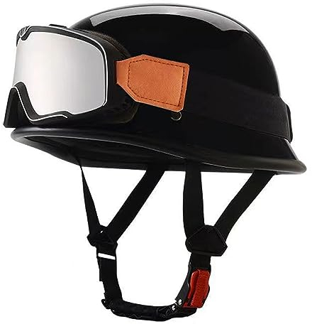 Retro Motorradhelm Halbschalenhelm ECE Zulassung Baseball Cap Deutscher Stil Jethelm Roller Cool Helm Mit Brille Unisex Motorrad Offener Helm Für Cruiser Chopper Scooter 6,4XL