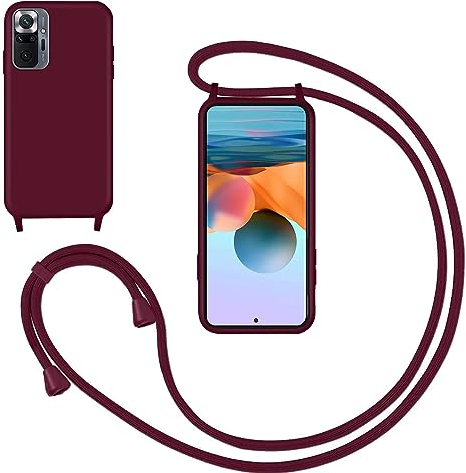 GoodcAcy Funda con Cuerda para Redmi Note 10 Pro/Redmi Note 10 Pro MAX,Carcasa Silicona Líquida Correa Colgante Ajustable Collar Correa de Cuello Cadena Cordón Case para Redmi Note 10 Pro,Rojo