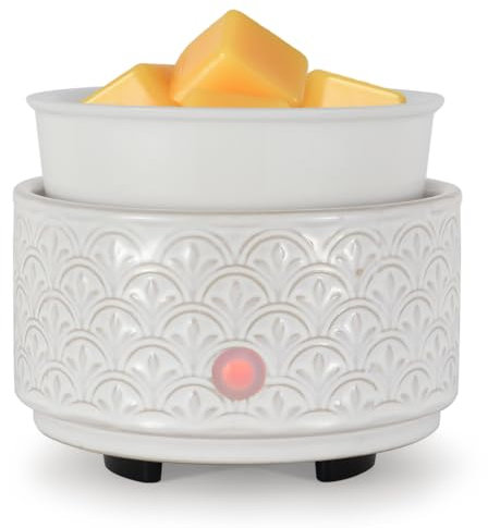 Ceramic Wax Melt Warmer - 3-in-1Electric Wax Warmer-Fragrance Candle Burner for Scented Wax Tarts and Essential Oils - Home Fragrance Accessories for Wax Melts （White-Gray）…