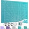 Miuzei Rotary Cutter Set: A2 Cutting Mat, 45mm Fabric Cutter, Self-Healing Craft Mat, Quilting Kit, Suitable for Cutting Fabric, Sewing, Leather, and Paper Cyan