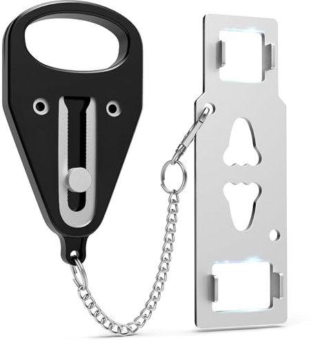 Portable Door Lock Security 1-Pack Hotel Door Lock Latch for Apartment Door Security Lock, Airbnb, College Dorm Lock, Hotel, School – Additional Home Safety Lock for Front Door(Black)