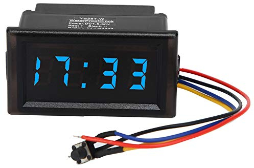 Digitaluhr Wasserdicht, Auto Digitaluhr Beleuchtet Einbau, Auto-Armaturenbrett-Digitaluhr, Wasserdicht, Staubdicht, Auto-Elektronikuhr, LED-Digitalanzeige für Auto, DC4,5–30 V (BLUE)