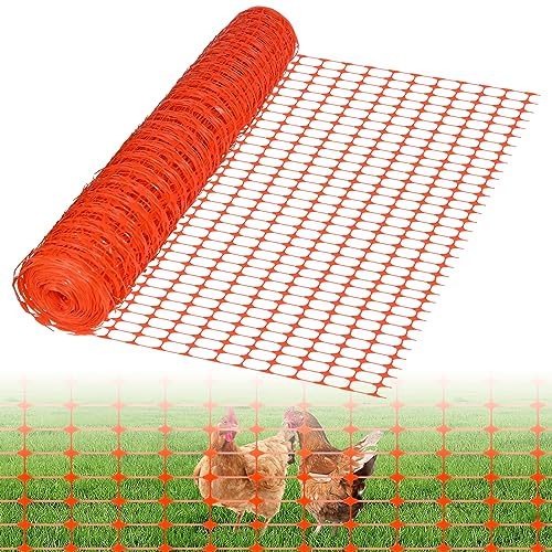 LZQ Schutznetz 50m x 3 Rolle Bauzaun Absperrzaun aus Kunststoff, Aufgerollter Begrenzungszaun Absperrnetz Warnzaun, Mobiler Zaun Hühnerzaun Geflügelzaun Geflügelnetz, Orange