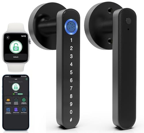 Eseesmart Fingerabdruck-Türschloss mit Hebel - Türschloss mit Fingerabdruck-APP-Schlüssel, biometrisches digitales Türschloss für AirBnB Home Office