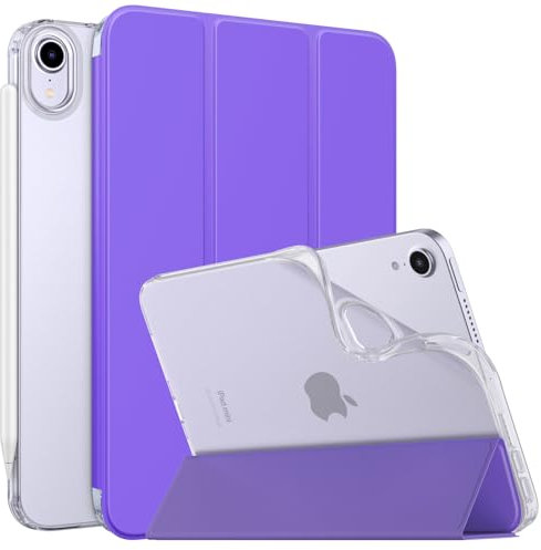 MoKo Cover Compatibile con Nuovo iPad Mini 7 (A17 PRO) 2024, Custodia iPad Mini 6a Generazione 2021 (8,3 Pollici), Custodia iPad Mini 6, TPU Cover Posteriore per iPad Mini 7, Viola Ibisco