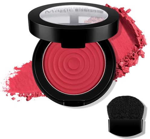 Boobeen Soft Blend Powder Blush für Wangen, Buildable Farbe Matte Smooth Blush Palette Compact Blush Powder Makeup, Long-lasting Flush Farbe, mit Spiegel und Pinsel