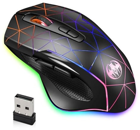 ZISONIX Wireless Gaming Mouse, Rechargeable Optical Mice with 3 Levels DPI up to 3200, 2.4G USB Computer Mouse with Ergonomic Palm Rest