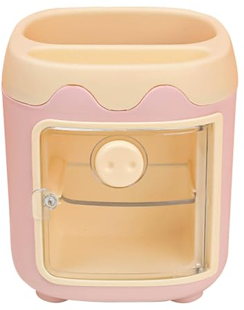 Cute Mini Fridge Pen Holder - Cute Pen Cup in Pink/Blue/Orange/Red, 2 Layer Design for Children, Women and Adults