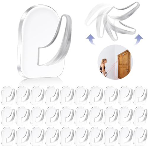 Gjinxi 30 Ganchos Adhesivos De Pared para Colgar Ganchos Transparentes Reutilizables De Alta Resistencia Colgadores Adhesivos Sin Clavos Con Pegatina para Toallas De Cocina De Baño Y Más