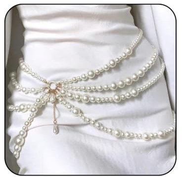 Flovel Chaîne de Taille Superposée en Perles pour le Corps Bikini Chaîne de Ventre Rave Discothèque Festival Accessoires de Corps Bijoux pour Femmes
