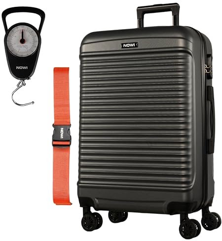NOWI Las Palmas Koffer L – 59L Ultraleicht-Koffer, Mittelgroßer Hartschalenkoffer mit 8 Rollen 360° drehbar, Wasserabweisender Schalenkoffer mit Rollen (grau, L)
